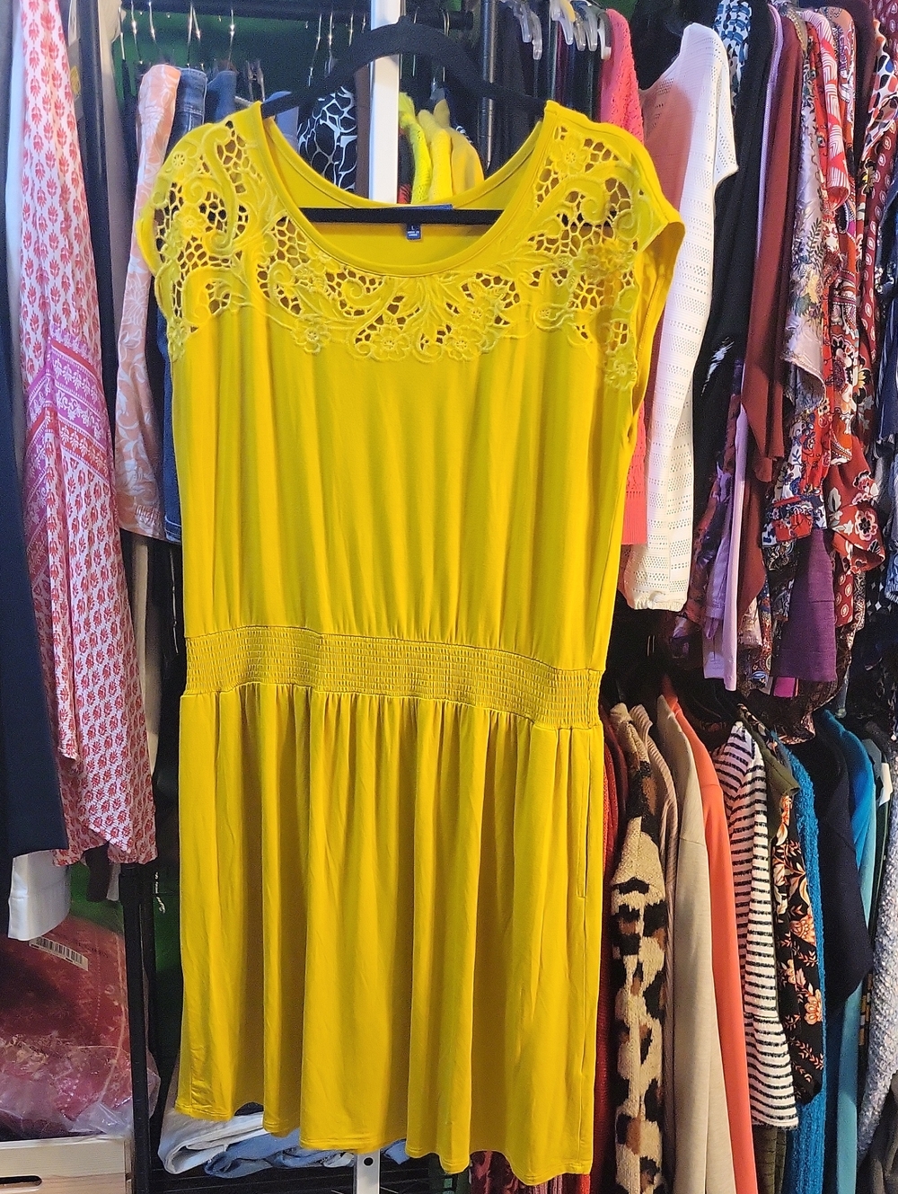 Apt. 9 Yellow Lace Yoke Mini Dress